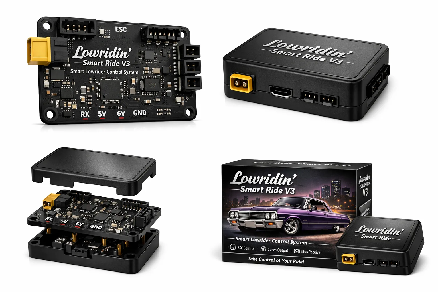 Lowridin controller, enclosure, and product packaging